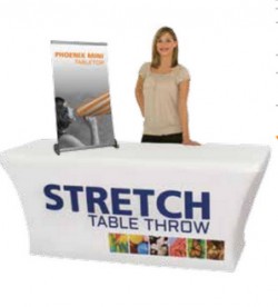 Custom imprinted trade show table throws