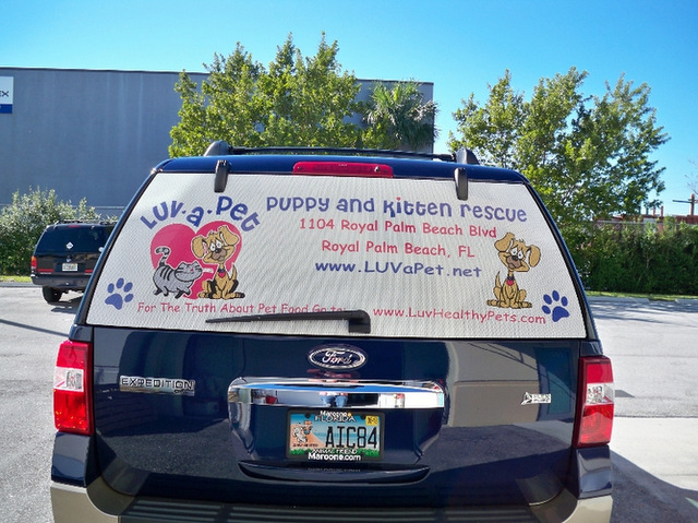 Advertise with vehicle vinyl window perf Royal Palm Beach FL
